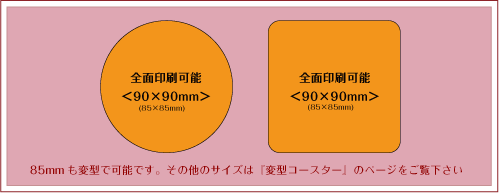 特殊紙＜和紙・黒紙・無漂白紙＞コースター名入れ印刷面積