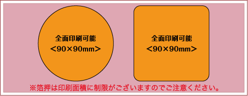 箔押・空押印刷コースター名入れ印刷面積