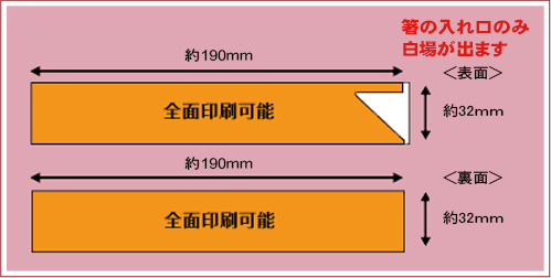 中袋型箸袋名入れ印刷面積